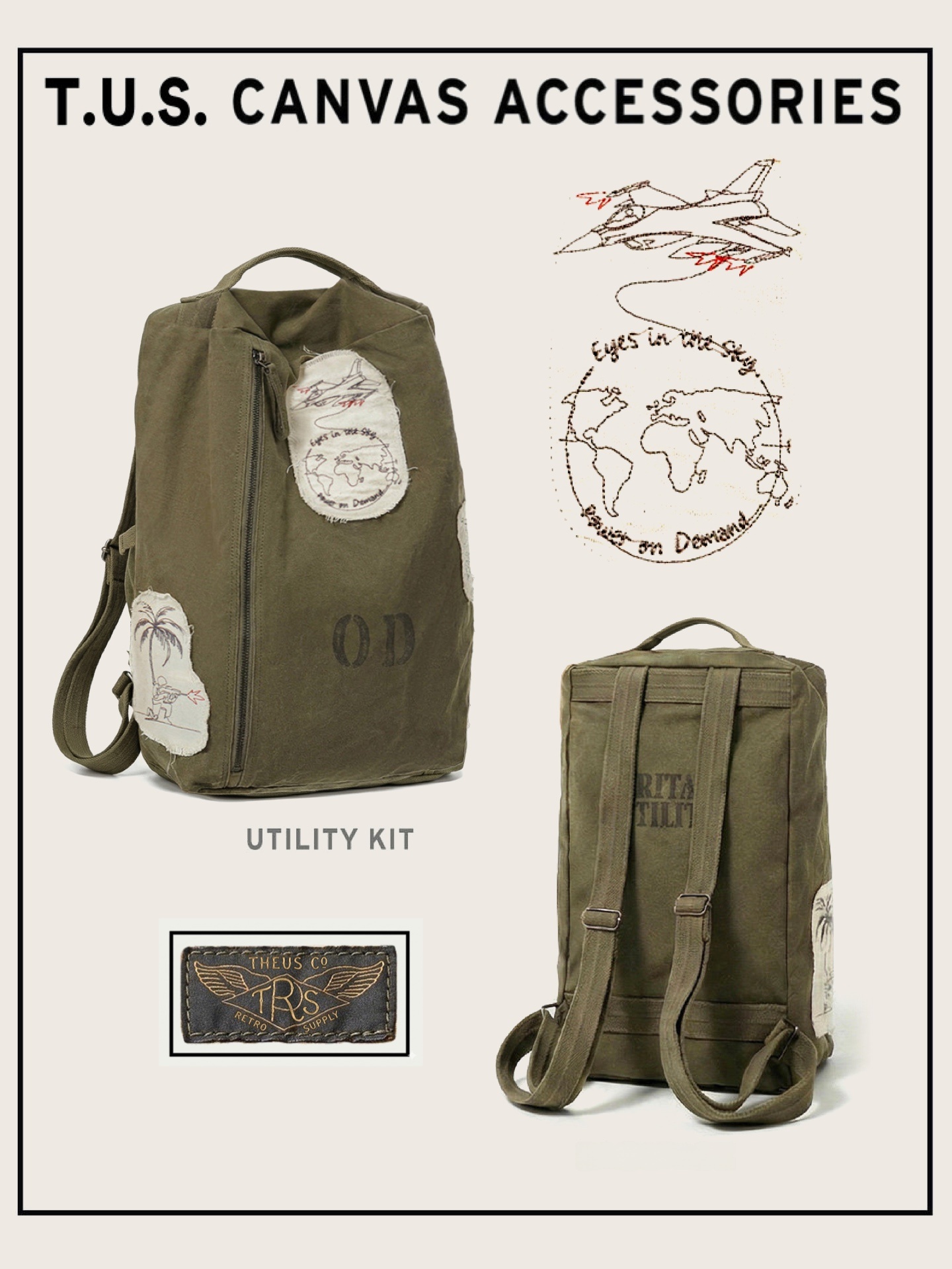 Canvas Backpack Casual - حقيبة ظهر رياضية من القماش القطني