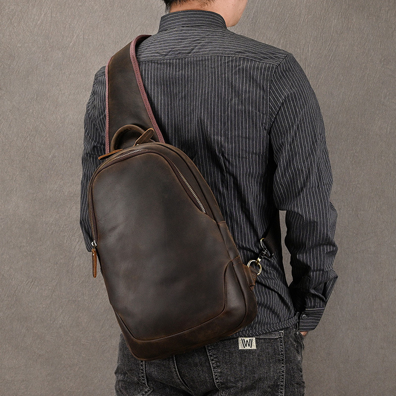 Leather Backpack Vintage - حقيبة صدر من الجلد الطبيعي للرجال