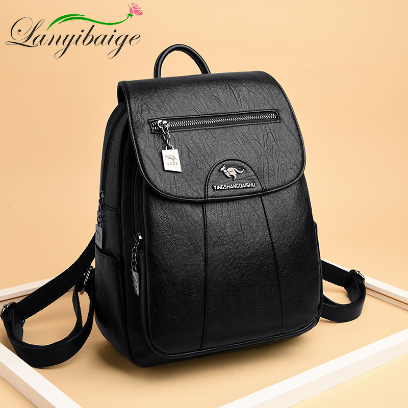 Fashion Backpack Women - حقيبة ظهر من الجلد الناعم للنساء