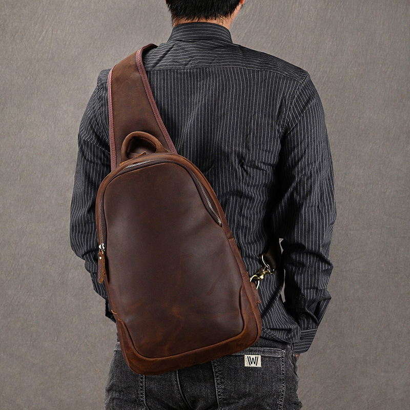 حقيبة صدر من الجلد الطبيعي للر - مراجعة Leather Backpack Vintage وسعره