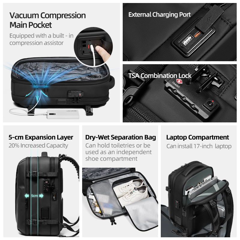 حقيبة ظهر رجالية للسفر مع مضخة - مراجعة Travel Backpack Anti Theft وسعره